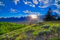 Sunset over the Grand Teton mountain range Royalty Free Stock Photo