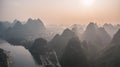 Sunset over Guilin Mountains Royalty Free Stock Photo