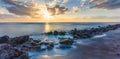 Sunset over Gulf of Mexico from Caspersen Beach in Venice Florida Royalty Free Stock Photo