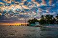 Sunset over the Gulf of Mexico from the Southernmost Point in Key West, Florida. Royalty Free Stock Photo