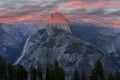 Sunset over Half Dome from Glacier Point. Royalty Free Stock Photo
