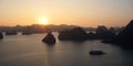 Sunset over Halong Bay, Vietnam Royalty Free Stock Photo