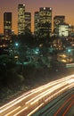 A sunset over the Harbor Freeway in Los Angeles, CA