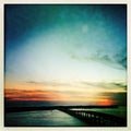 Sunset over Harborwalk Destin Florida Royalty Free Stock Photo