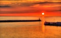 Sunset over the Harbour of Hirtshals Royalty Free Stock Photo