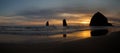 Sunset Over Haystack Rock on Cannon Beach Royalty Free Stock Photo