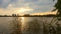 Sunset over Herastrau Lake in Bucharest Royalty Free Stock Photo