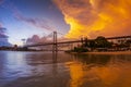 Sunset Over Hercilio Luz Bridge in Florianopolis, Santa Catarina - Brazil
