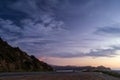 Sunset over Highway 101 on the Pacific Coast near Orick, California, USA Royalty Free Stock Photo