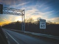 Sunset over highway in Cleveland, Ohio