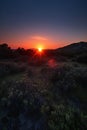 Sunset over the hills of the island of Crete, Greece