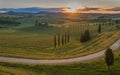 Sunset over the hills of Tuscany, Italy Royalty Free Stock Photo