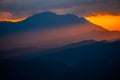 Sunset over the Himalayas mountain range captured from Nagarkot in central Nepal, Kathmandu valley Royalty Free Stock Photo