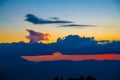 Sunset over the Himalayas mountain range captured from Nagarkot in central Nepal, Kathmandu valley Royalty Free Stock Photo