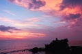 Sunset over hindu temple Tanah Lot, Bali Royalty Free Stock Photo