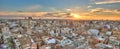 Sunset Over Historic Center of Valencia, Spain. Royalty Free Stock Photo