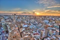 Sunset Over Historic Center of Valencia, Spain. Royalty Free Stock Photo