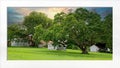 Sunset Over Historic Homestead Framed With White Mat Royalty Free Stock Photo