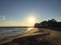 Sunset over The hole in the wall beach in Niantic, Connecticut Royalty Free Stock Photo