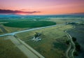 Sunset over homestead on Eastern Plains in Colorado Royalty Free Stock Photo