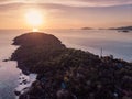 Sunset over horizon on tropical sea in lipe island Royalty Free Stock Photo