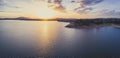 Sunset over Hume Dam and Lake Hume. Royalty Free Stock Photo