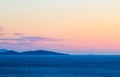 Sunset over Hvar island in Adriatic sea Royalty Free Stock Photo