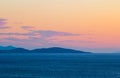 Sunset over Hvar island in Adriatic sea Royalty Free Stock Photo