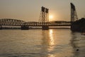 Sunset Over I-5 Columbia Crossing Bridge Royalty Free Stock Photo