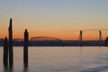 Sunset Over I-5 Columbia River Crossing Bridge Royalty Free Stock Photo