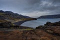 Sunset over Iceland Landscape with green moss during golden hour