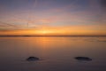 Sunset over a icey lake