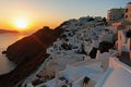 Sunset over Imerovigli and Skaros, Santorini, Cyclades, Greece Royalty Free Stock Photo