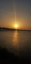 Sunset over the indus river in sindh