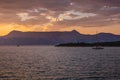 Sunset over Ionian Sea, Corfu Island, Greece Royalty Free Stock Photo