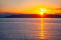Sunset over Island Hvar in Croatia Royalty Free Stock Photo