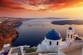 Sunset over the island of Santorini, Cyclades, Greece Royalty Free Stock Photo
