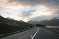 Sunset over the A87, Isle of Skye Royalty Free Stock Photo