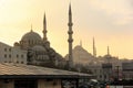 Sunset over Istanbul mosques Royalty Free Stock Photo