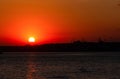 Sunset over Istanbul. Siluets mosques of a city Royalty Free Stock Photo