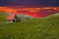 Sunset over the italian apennines in the spring season