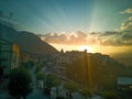 Sunset over Italian village of Atina ciociaria