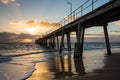 Sunset over the Jetty at Port Noarlunga South Australia Australia on the 25th February 2018 Royalty Free Stock Photo