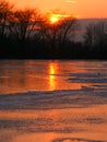 Sunset over Kishwaukee River Royalty Free Stock Photo