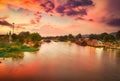 Sunset over Kwai river, Kanchanaburi, Thailand Royalty Free Stock Photo