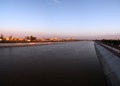 Sunset over Kyzketken, channel, Nukus,Karakalpakstan,Uzbekistan