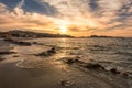 Sunset over L`Ile Rousse in Balagne region of Corsica Royalty Free Stock Photo