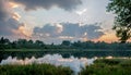 Sunset over Lac des Habitants in Lamarche, Quebec Royalty Free Stock Photo