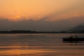 Sunset over Lago Viverone Royalty Free Stock Photo