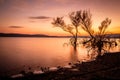 Sunset over the lake in autumn Royalty Free Stock Photo